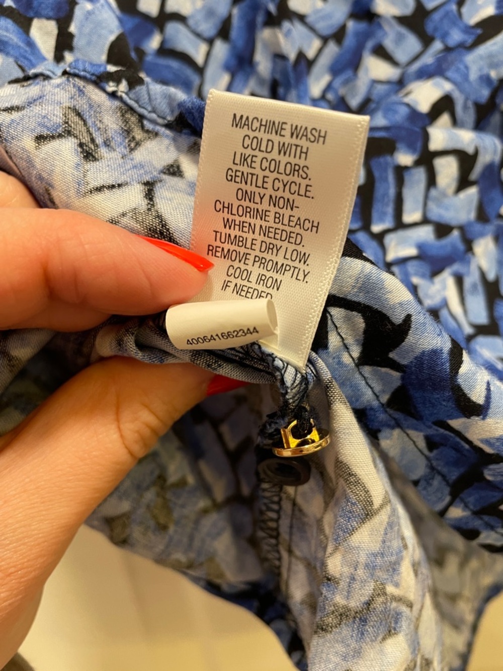 Dana Buchman Blue Abstract Print Button-Down Shirt - Picture 7 of 7